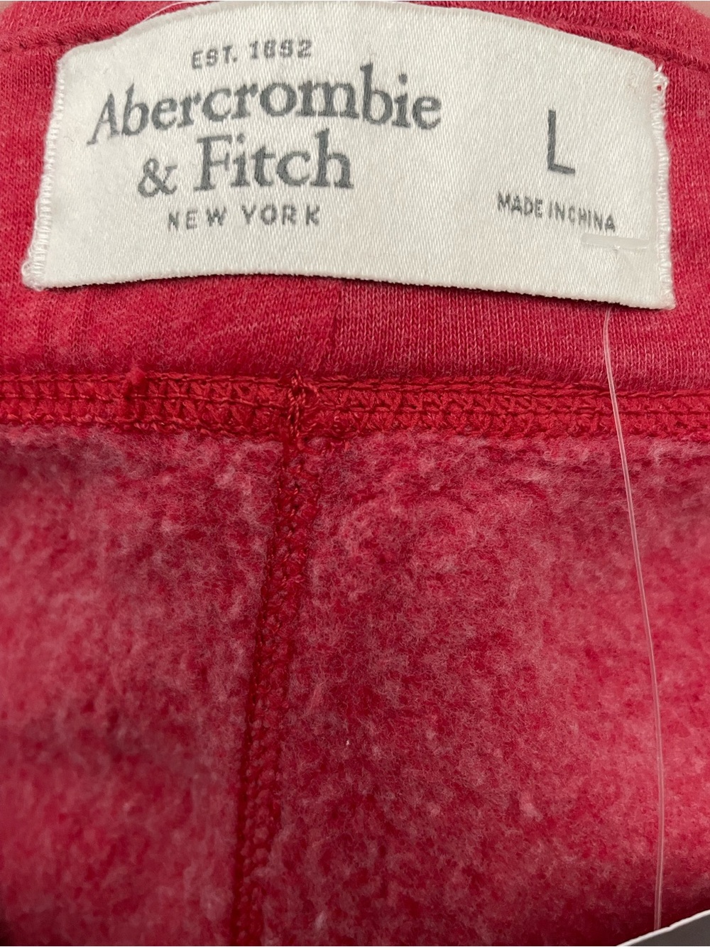 NWT Abercrombie & Fitch Jersey Knit Athletic Men’s Red Drawstring Shorts Size L - Picture 6 of 9